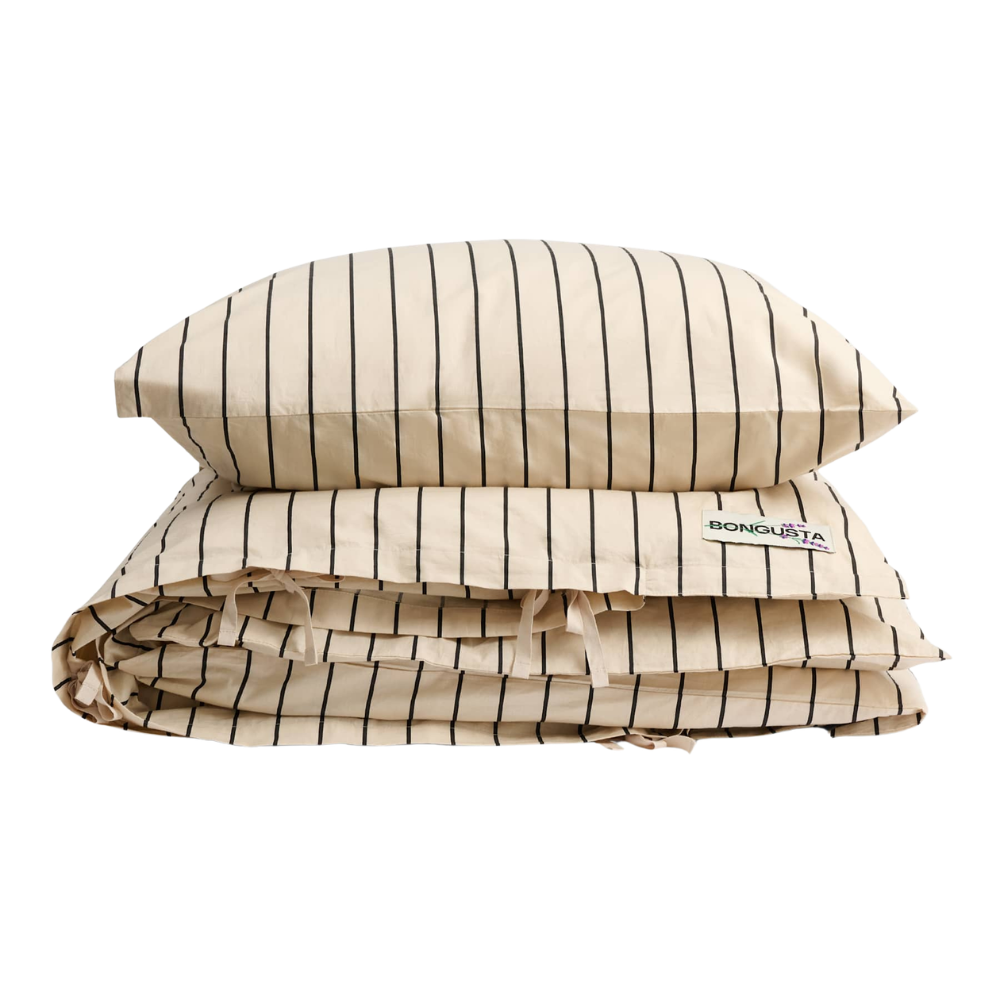 Percale sengesæt – Creme/ink